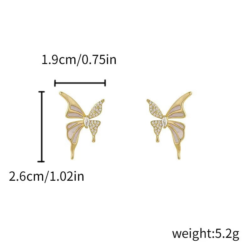 Stone Butterfly Stud Earrings for Women