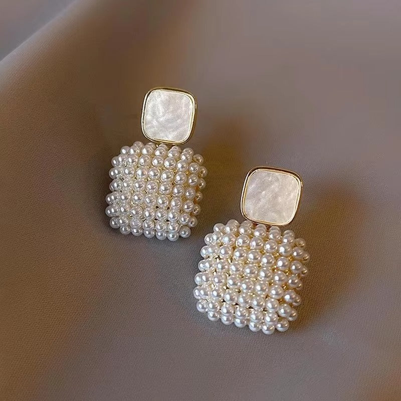 Pearl Square Drop Earrings for Girls