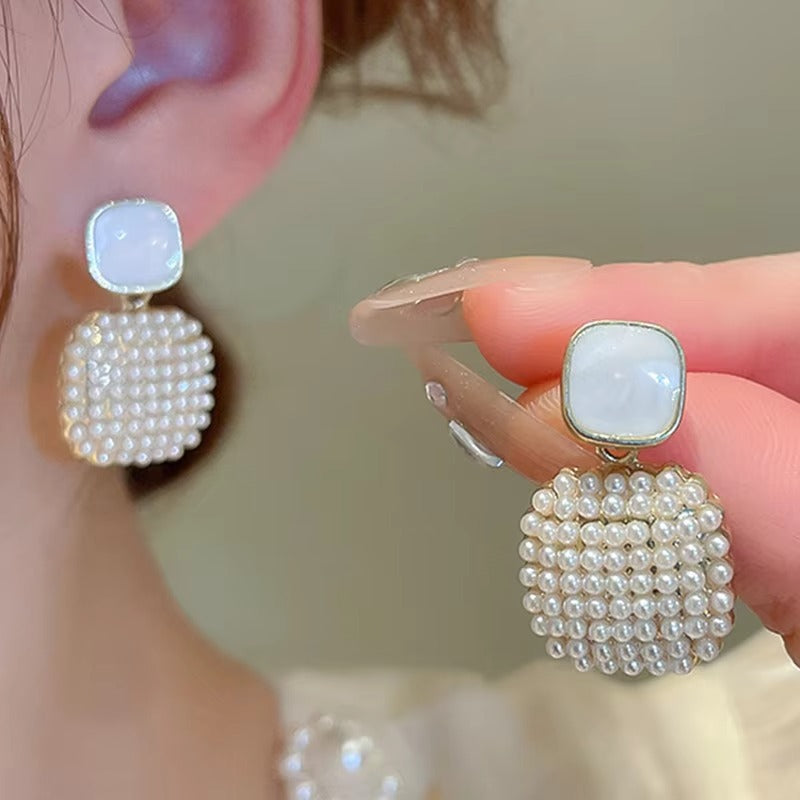 Pearl Square Drop Earrings for Girls