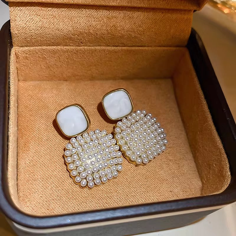 Pearl Square Drop Earrings for Girls