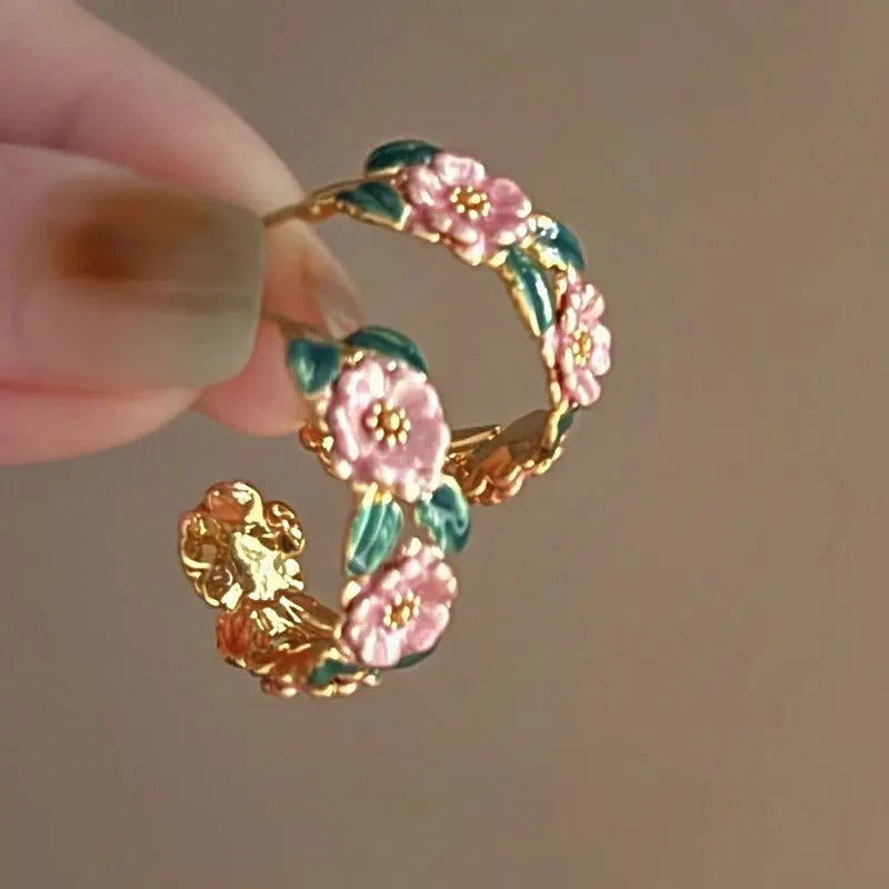 Floral Hoop Earrings for Women