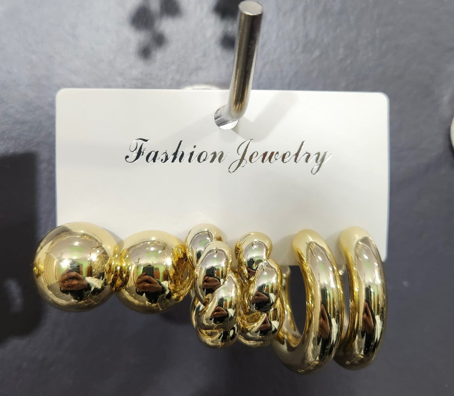 3 Pairs Gold Chunky Earrings for Women