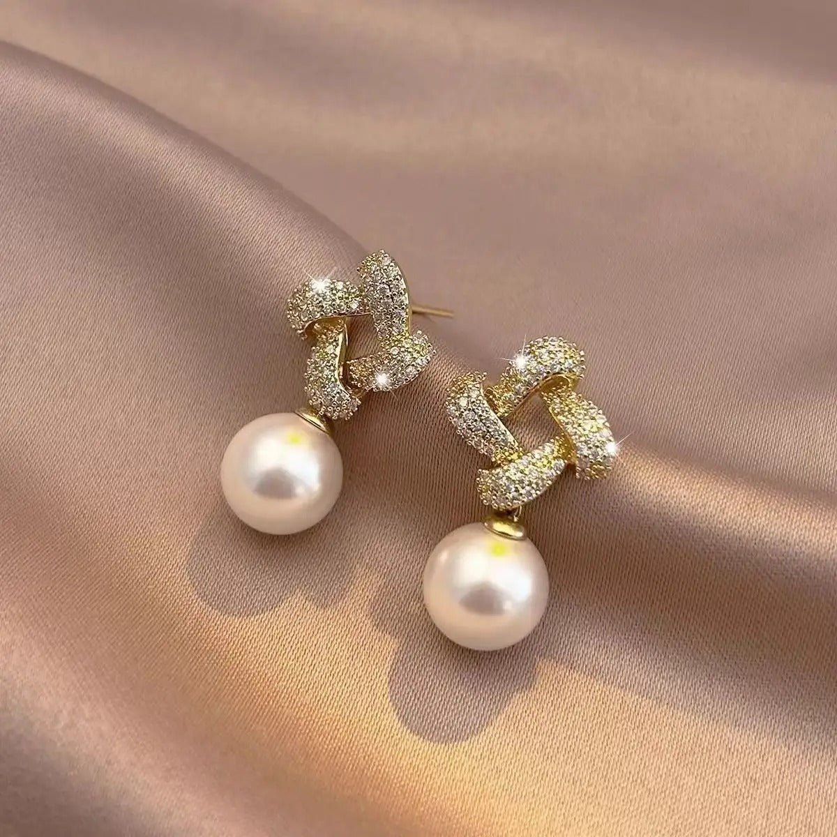 Square Pearl Earrings for Women