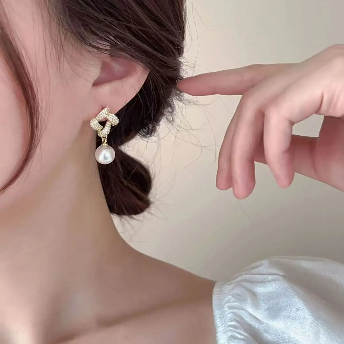 Square Pearl Earrings for Women