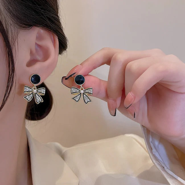 Black Bow Earrings for Women