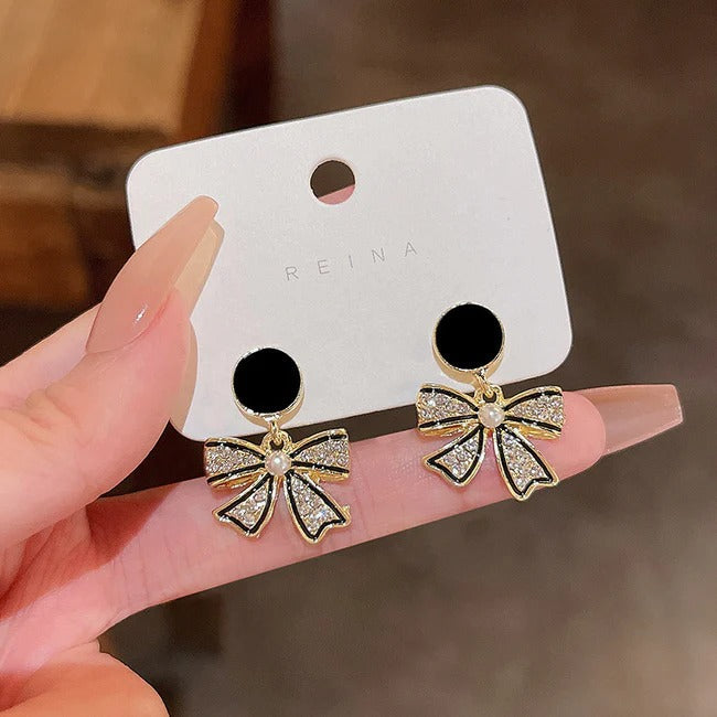 Black Bow Earrings for Women