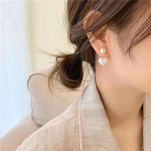 Pearl Heart Earrings for Women